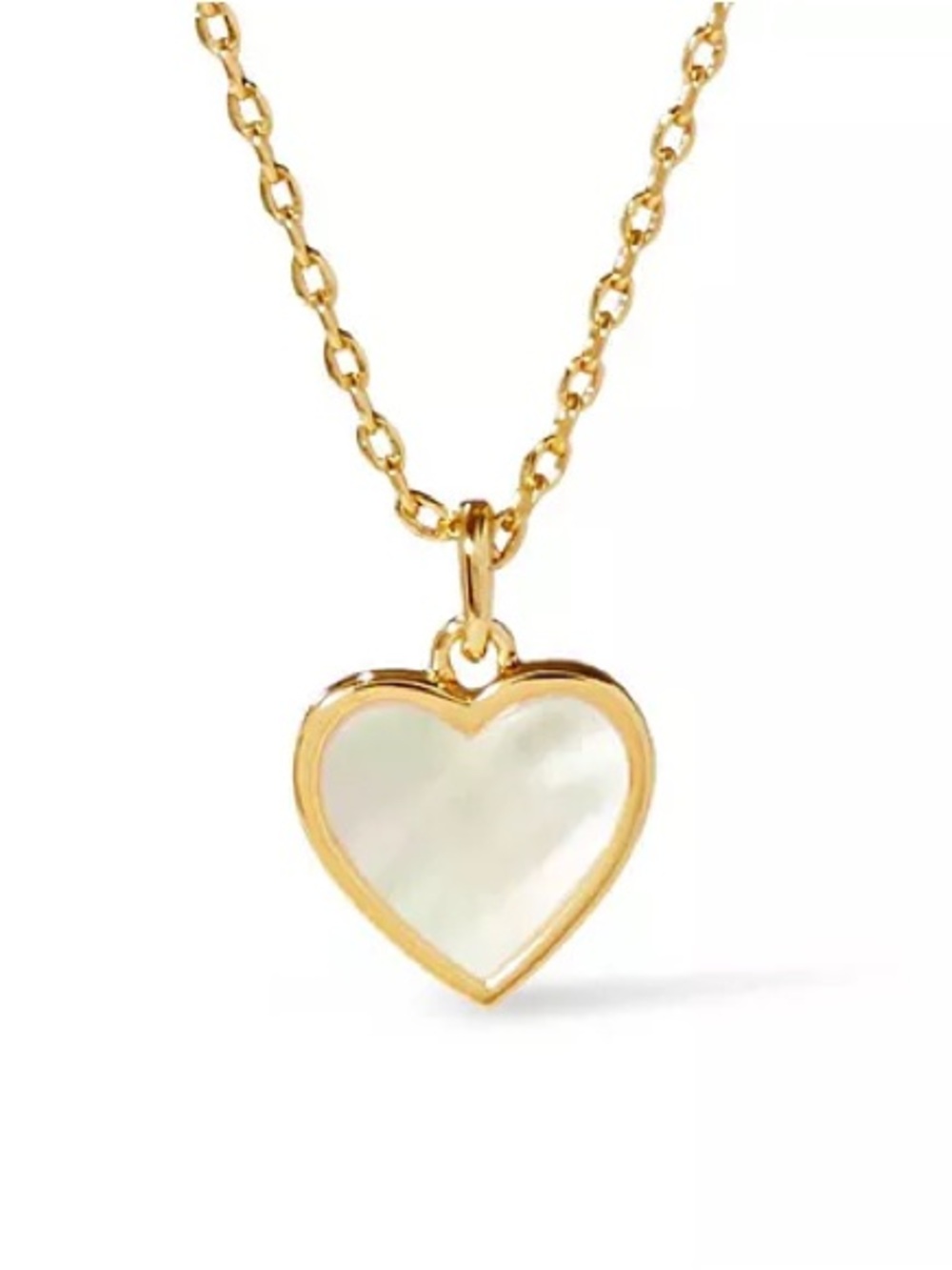 NWOT - Gold Heart Pendant Necklace with Mother-of-Pearl Center
